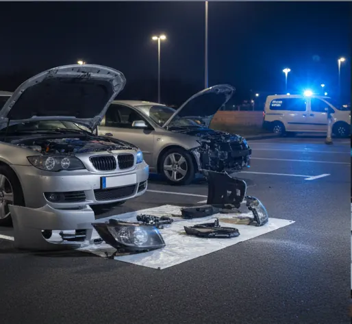 רכב שניזוק בתאונה במהלך בדיקת שמאות